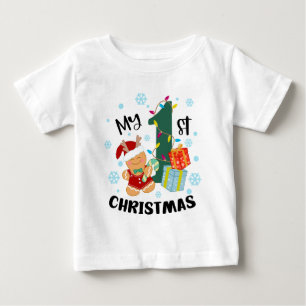 My First Christmas Typography Cute Gingerbread Baby T-Shirt