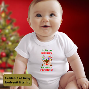 My First Christmas with name Hi it's me Baby Bodysuit