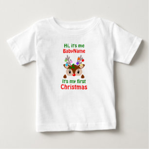 My First Christmas with name Hi it's me Baby T-Shirt