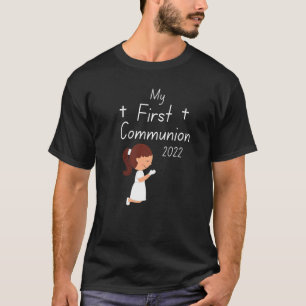 My First Communion 2022 Kids Girls Cross Catholi T-Shirt
