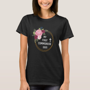 My First Communion 2025 Kids Girls Cross Catholic T-Shirt