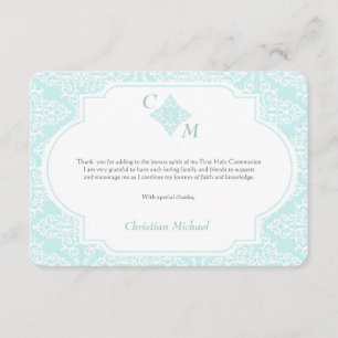 My First Communion Blue Thank You Card