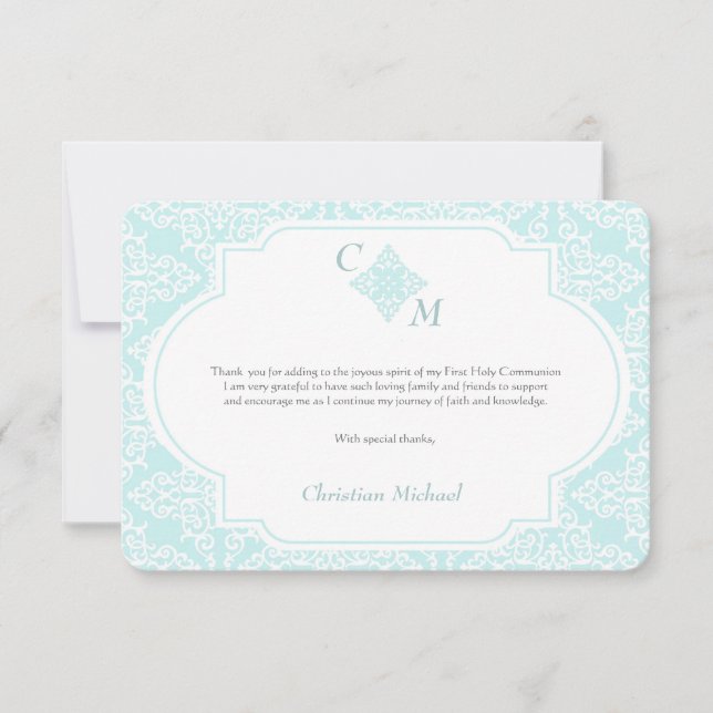 My First Communion Blue Thank You Card (Front)
