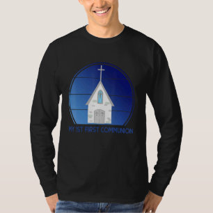 My First Communion Boys Retro Sunset Church Religi T-Shirt