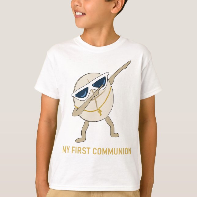 My First Communion Dabbing Wafer Catholic T-Shirt (Front)