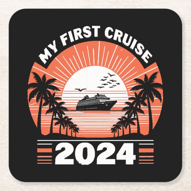 My First Cruise 2024 Square Paper Coaster (Front)
