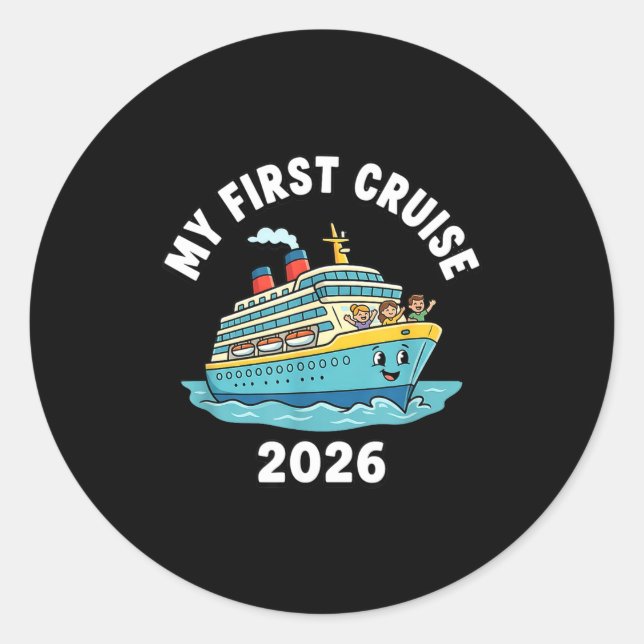 My first cruise 2026  classic round sticker (Front)