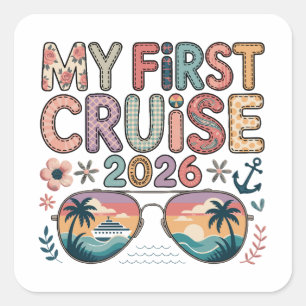 My First Cruise 2026, First Cruise Vacation Gift Square Sticker