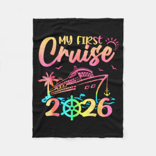 My First Cruise 2026 Funny First Time Cruise Vacat Fleece Blanket