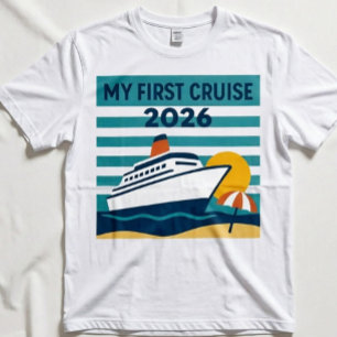 My First Cruise 2026 Retro Sunset Nautical Ship T-Shirt