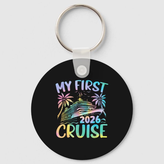 My First Cruise 2026 Vacation Tie Dye Family Cruis Key Ring (Front)