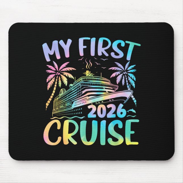 My First Cruise 2026 Vacation Tie Dye Family Cruis Mouse Mat (Front)