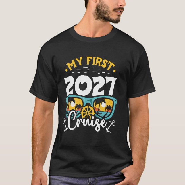 My First Cruise 2027 Retro Sunglasses Cruising Cre T-Shirt (Front)