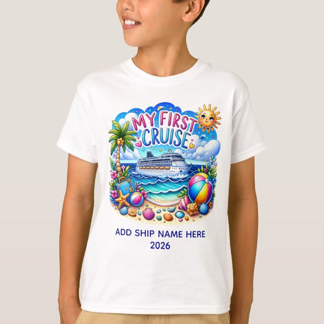 My First Cruise Ship Beach Kids Shirt (Front)