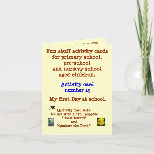 My first Day at School - Rhyme note card (Front)