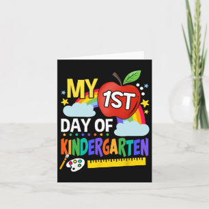 My First Day Of Kindergarten Fun Colourful Rainbow Card