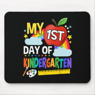 My First Day Of Kindergarten Fun Colourful Rainbow Mouse Mat