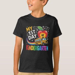 My First Day of Kindergarten School Bus Apple Kids T-Shirt