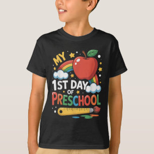 My First Day Of Preschool Funny Colourful Rainbow T-Shirt