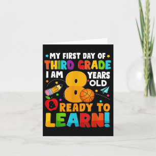 My First Day Of Third 3rd Grade Ready To Learn Boy Card