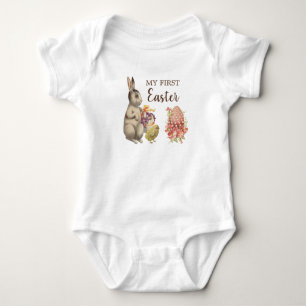 My First Easter Baby Clothing Vintage Bunny Rabbit Bodysuit