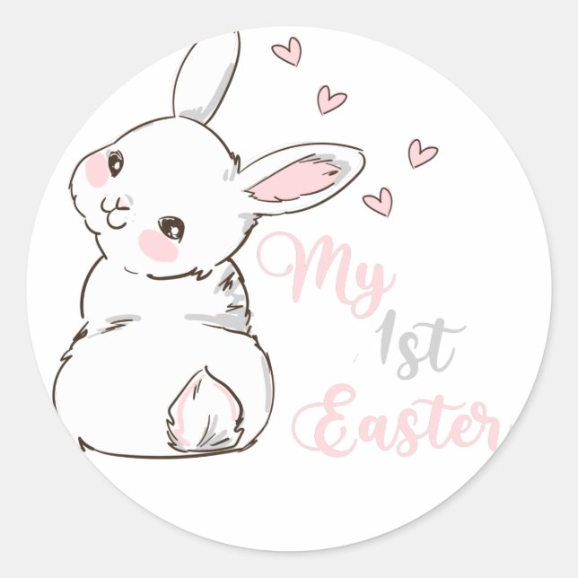 My First Easter, Bunny Classic Round Sticker (Front)