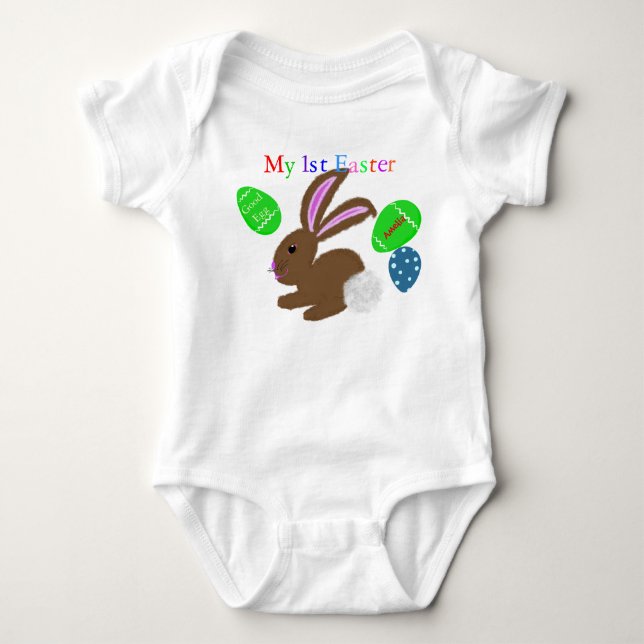 My First Easter Bunny Rabbit NAME Baby Bodysuit (Front)