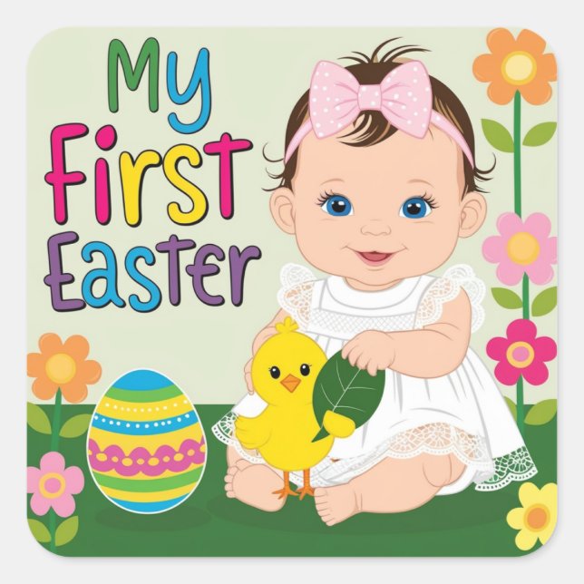 My first easter children square sticker (Front)
