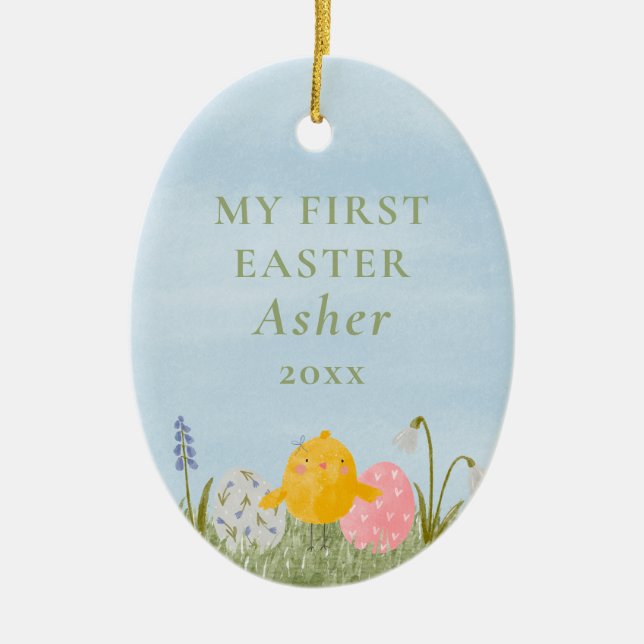 My first Easter cute custom watercolor Ornament (Front)