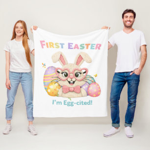 My First Easter Egg-cited Bunny Baby Gift Fleece Blanket