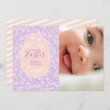 My First Easter Lilac & Peach Pink Baby Photo Card