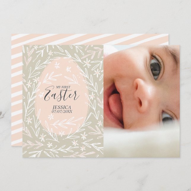 My First Easter Personalised Baby Girl Photo Card (Front/Back)