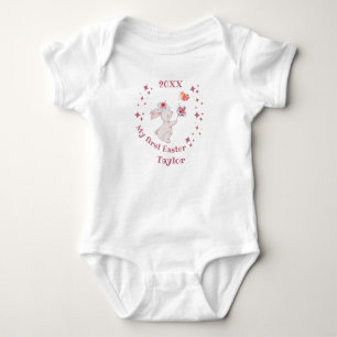 My first Easter- pink year, name Baby Bodysuit