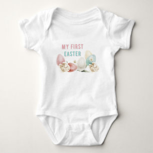 My First Easter   Watercolor Easter Eggs Baby Bodysuit