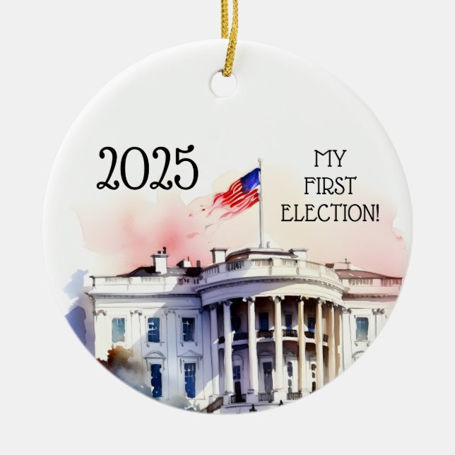 My First Election, I voted  Ceramic Tree Decoration (Front)