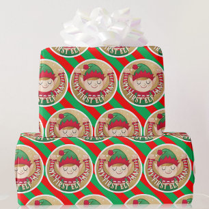 My First Elf-Mas Christmas Red n Green Wrapping Paper