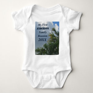 My First Family Reunion Palm Trees Beach Baby Bodysuit