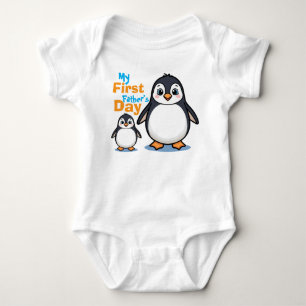 My First Father's Day Cute Penguin Baby Bodysuit