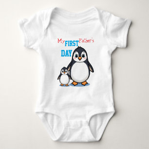 My First Father's Day Cute Penguin Baby Bodysuit
