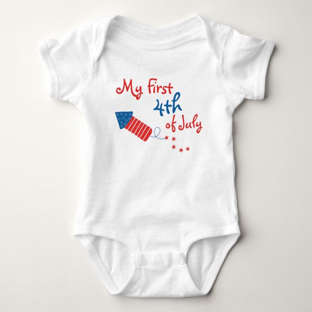My First Fourth of July Firecracker Baby Bodysuit (Front)