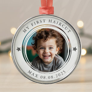 My First Haircut Milestone Photo Keepsake Metal Tree Decoration