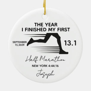 My First Half Marathon 13.1 Custom Name & Year Ceramic Tree Decoration
