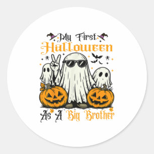 My First Halloween As A Big Brother Ghost Pumpkin Classic Round Sticker