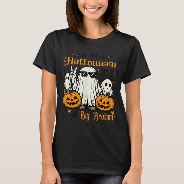 My First Halloween As A Big Brother Ghost Pumpkin  T-Shirt (Front)