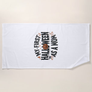 My First Halloween as a Mum Vintage Halloween Desi Beach Towel