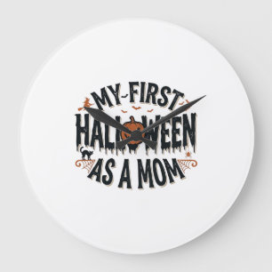 My First Halloween as a Mum Vintage Halloween Desi Large Clock