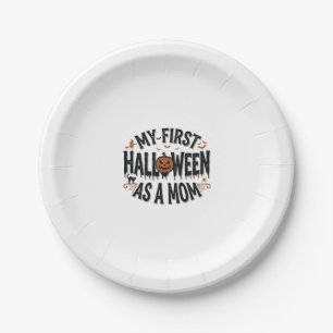 My First Halloween as a Mum Vintage Halloween Desi Paper Plate