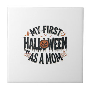 My First Halloween as a Mum Vintage Halloween Desi Tile