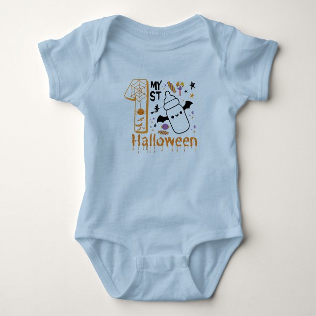 My First Halloween Cute Funny Baby Bodysuit (Front)
