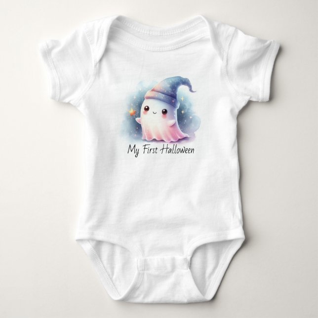 My First Halloween Cute Ghost Baby Bodysuit (Front)